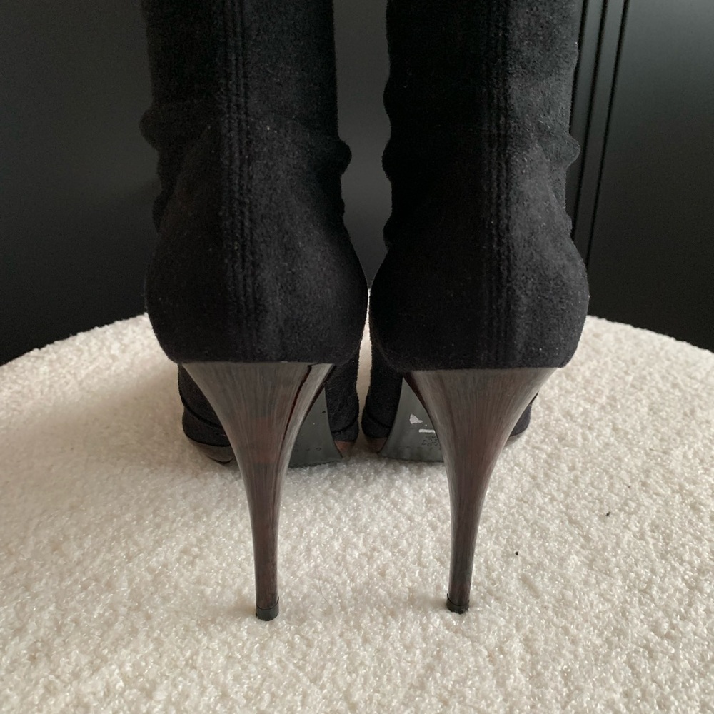 Casadei Vegan Suede Black Y2K Stiletto Boots - Picture 3 of 9